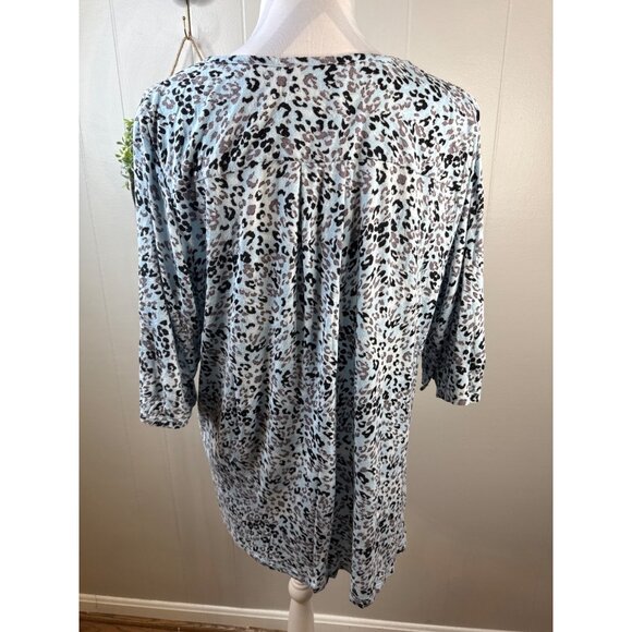 Nicole By Nicole Miller Womens Animal Print Blouse M - Picture 4 of 6